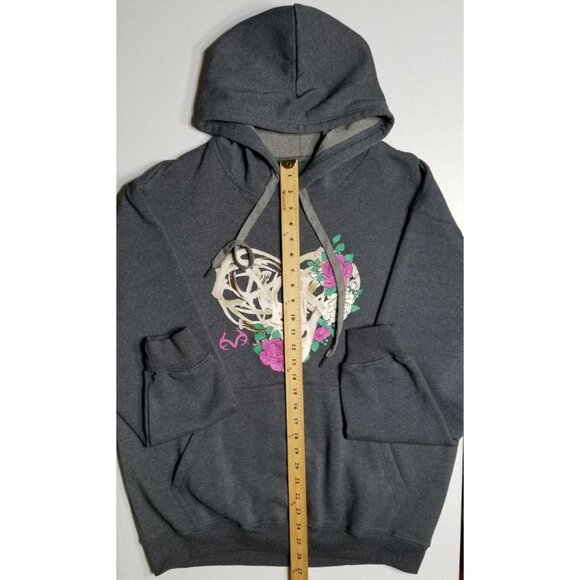Realtree Long Sleeve Gray Deer Antlers Floral Graphic Hoodie Women's Size Large - Picture 2 of 15